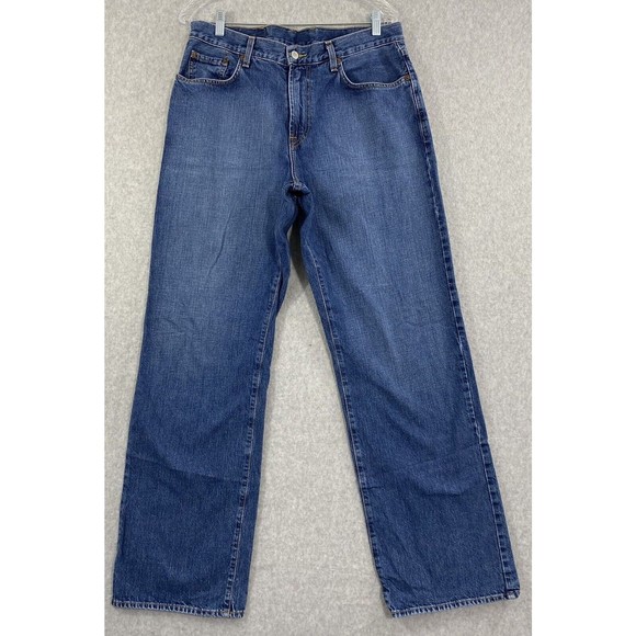 Lucky Brand Dungarees Men's 34 x 31.5 Grunge Distressed Bootleg Denim Blue Jeans - Picture 3 of 14